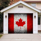 Canada Flag (Rustic) Patriotic Garage Door Cover  with Lights- GarageBuddy
