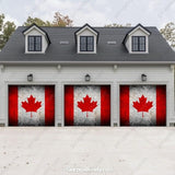 Canada Flag (Rustic) Patriotic Garage Door Cover  with Lights- GarageBuddy