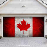 Canada Flag (Rustic) Patriotic Garage Door Cover  with Lights- GarageBuddy
