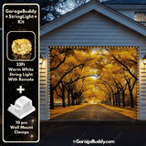 Golden Trail Nature Garage Door Cover with Lights - GarageBuddy