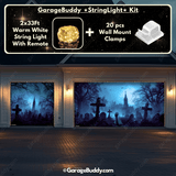 Garage String Warm Light with remote and wall mount clamps