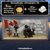 Honor The Fallen (CA) Patriotic Garage Door Cover with Lights- GarageBuddy