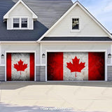 Canada Flag (Rustic) Patriotic Garage Door Cover  with Lights- GarageBuddy