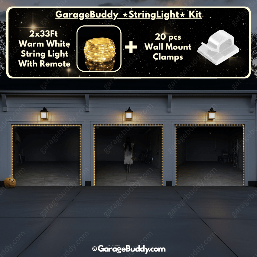 GarageBuddy Possessed Girl Halloween Garage Door Cover with Lights