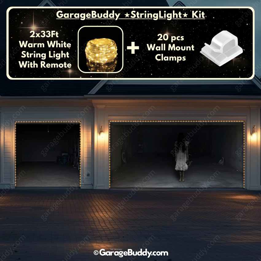 GarageBuddy Possessed Girl Halloween Garage Door Cover with Lights