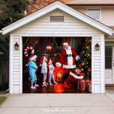 Santa With Kids | Christmas Garage Door Cover
