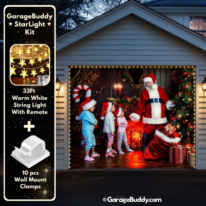 Santa With Kids | Christmas Garage Door Cover