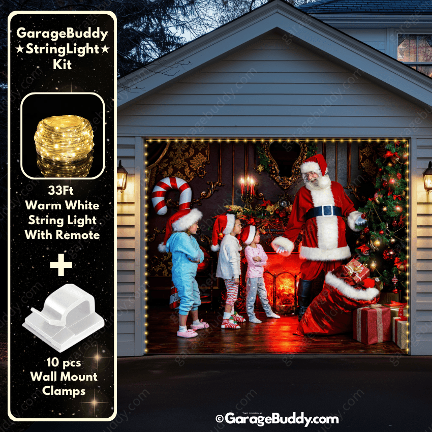 Santa With Kids | Christmas Garage Door Cover