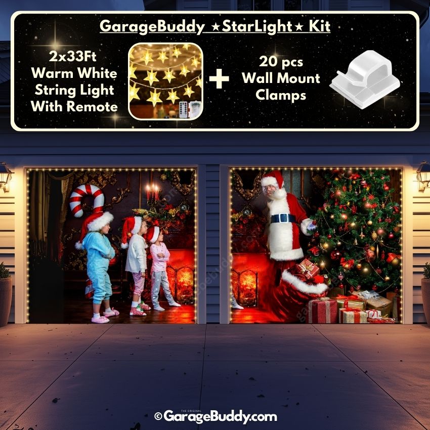 Santa With Kids | Christmas Garage Door Cover