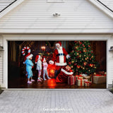 Santa With Kids | Christmas Garage Door Cover