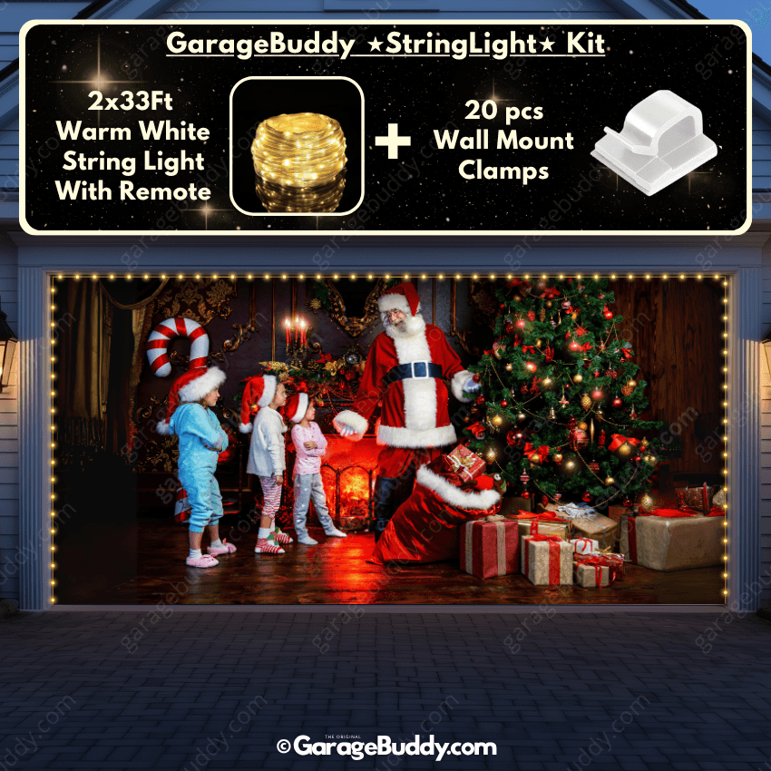 Santa With Kids | Christmas Garage Door Cover