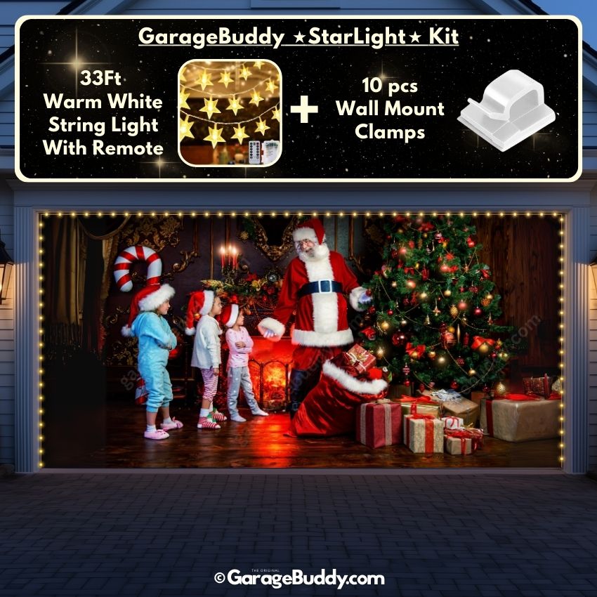 Santa With Kids | Christmas Garage Door Cover