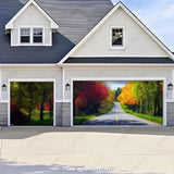 Spring Drive Nature Garage Door Cover with Lights - GarageBuddy