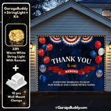 Thank You Heroes Patriotic Garage Door Cover with Lights - GarageBuddy