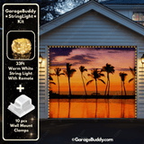 Beach Sunset Nature Garage Door Cover with string light - GarageBuddy