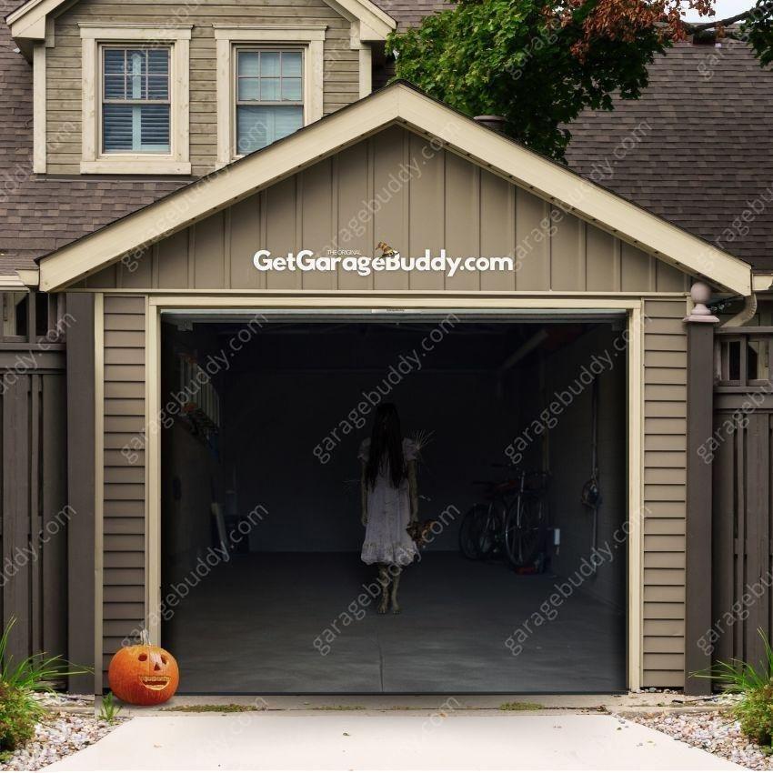 thumbnail image 2 of 13X6 Ft Halloween Garage Door Decoration Background Gray Horror Moon Night Scary Cemetery Skull Photo Background Kids Adult Family Decor Halloween Party Banner Cover 2 of 12