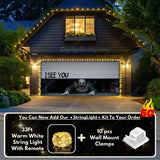 GarageBuddy Peeking Clown Halloween garage door cover for double door garages with glowing lights, spooky decoration for a festive outdoor display.