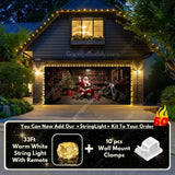 Santa's Workshop Christmas Garage Door Cover with String Light Kit | GarageBuddy