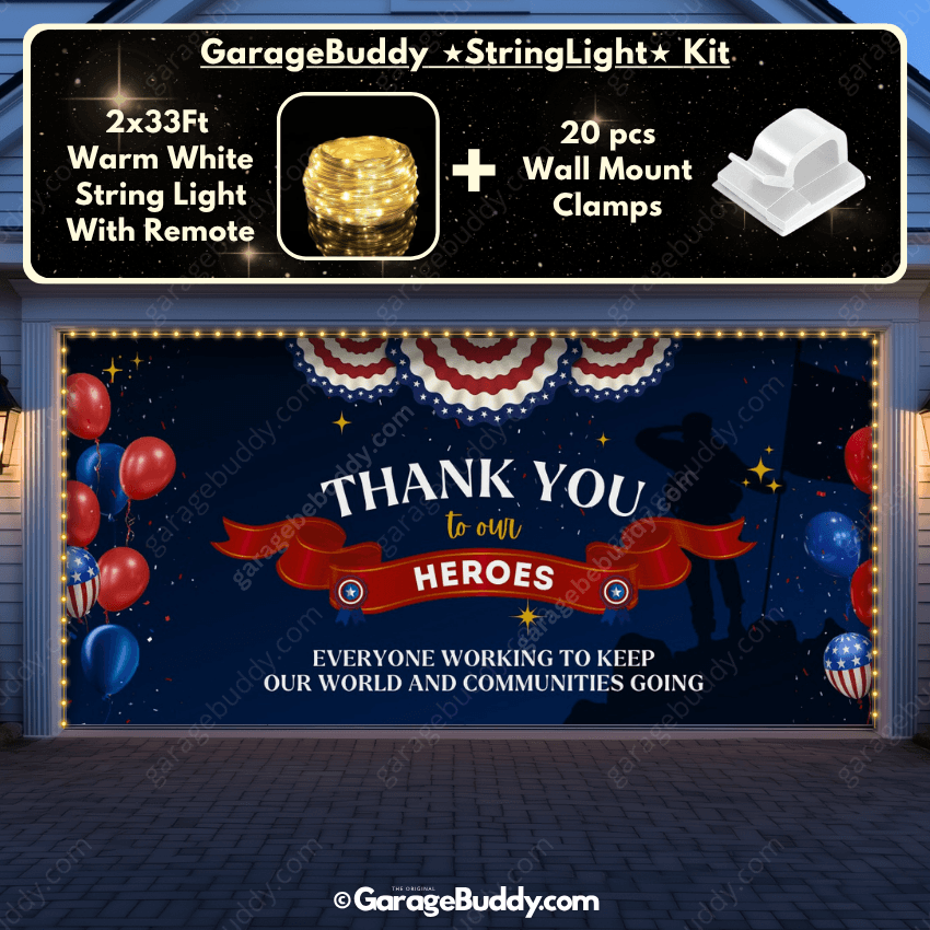 Thank You Heroes | Patriotic Garage Door Cover