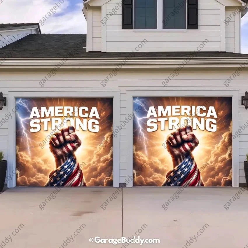 America Strong | Patriotic Garage Door Cover - GarageBuddy patriotic