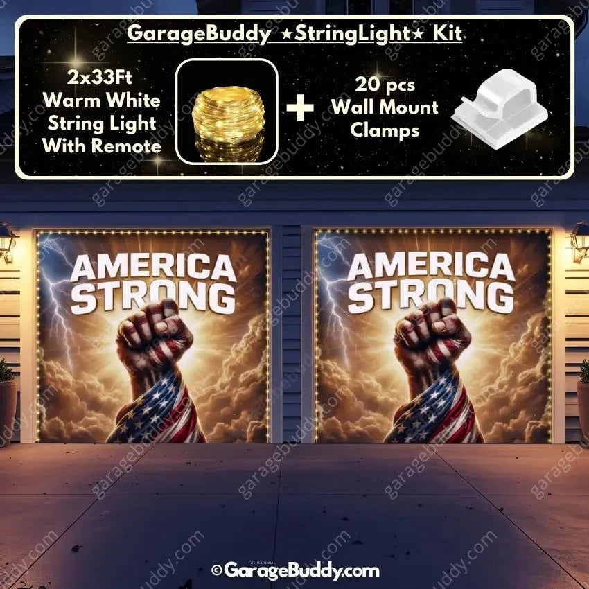 America Strong | Patriotic Garage Door Cover - GarageBuddy patriotic