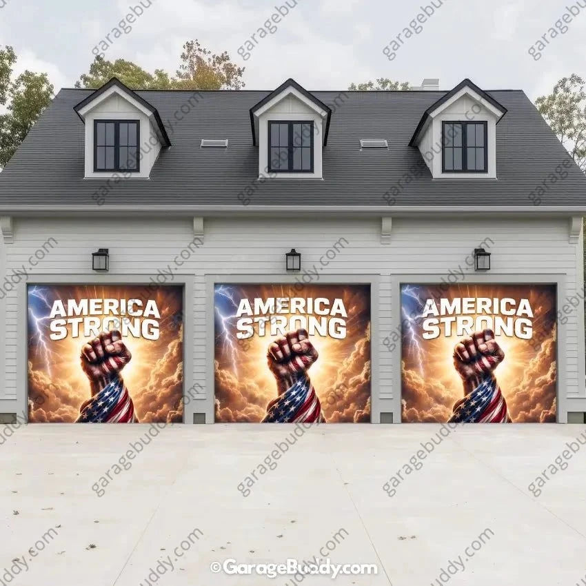 America Strong | Patriotic Garage Door Cover - GarageBuddy patriotic