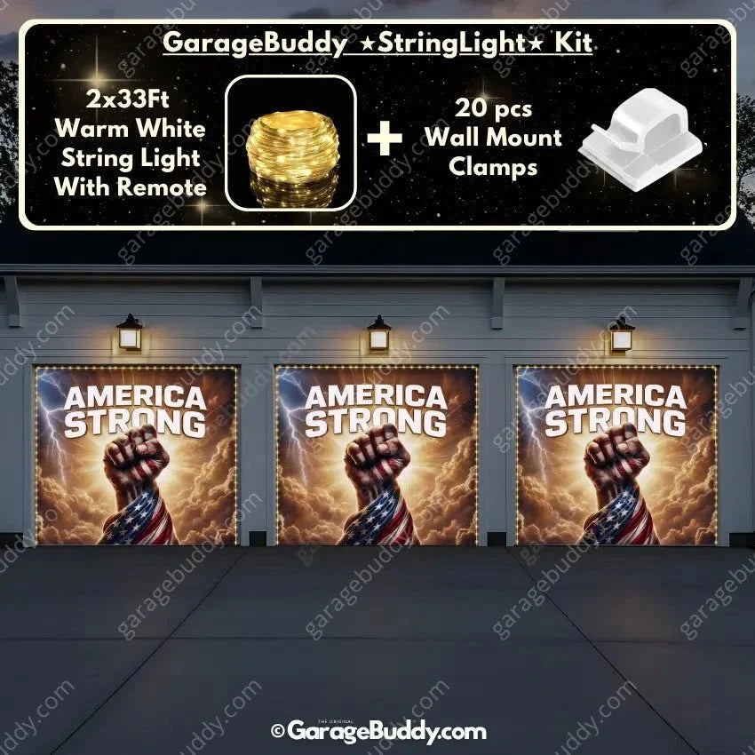 America Strong | Patriotic Garage Door Cover - GarageBuddy patriotic