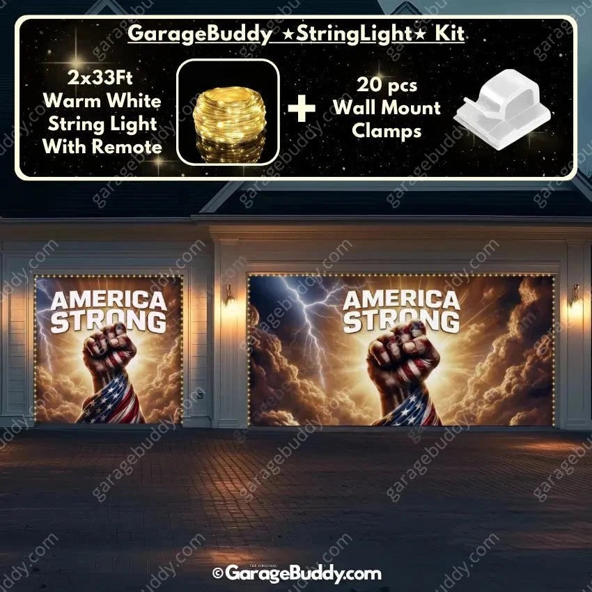 America Strong | Patriotic Garage Door Cover - GarageBuddy patriotic