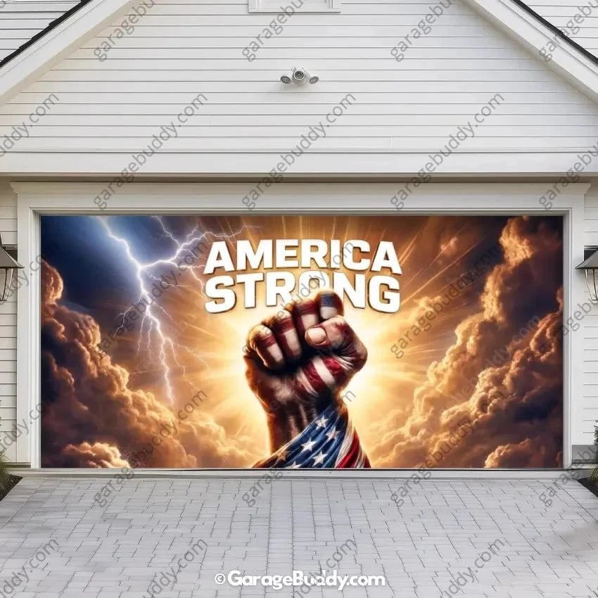 America Strong | Patriotic Garage Door Cover - GarageBuddy patriotic