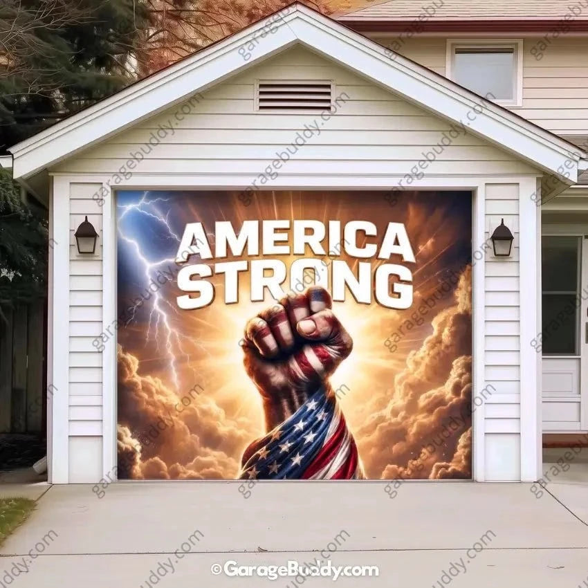 America Strong | Patriotic Garage Door Cover - GarageBuddy patriotic