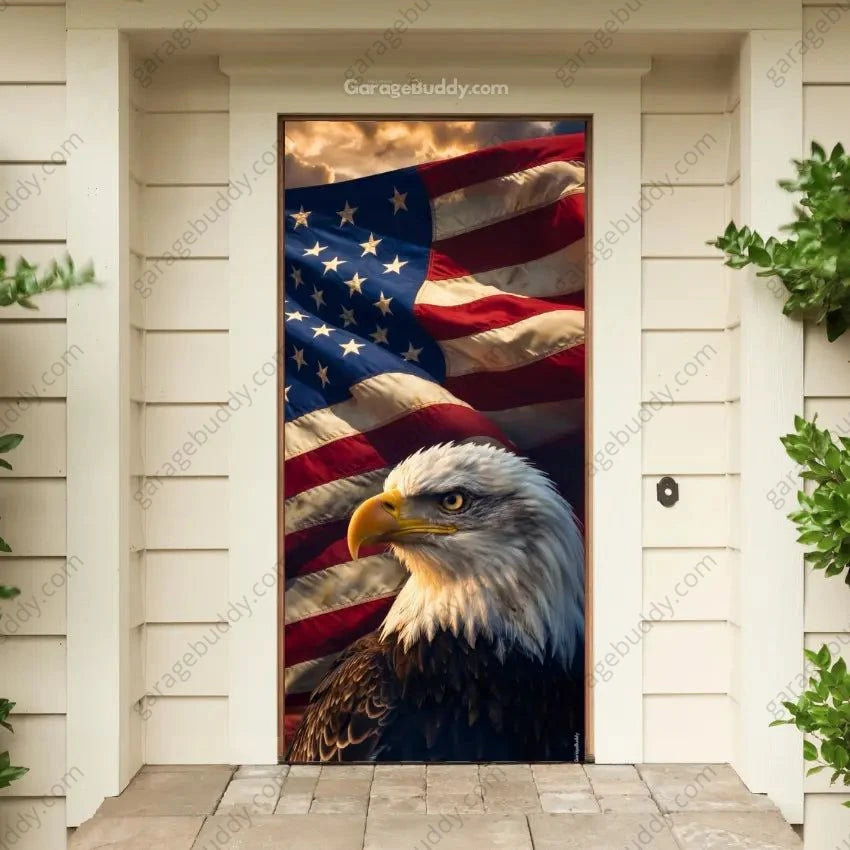 American Bald Eagle & US Flag | Patriotic Front Door Cover - GarageBuddy front door, patriotic