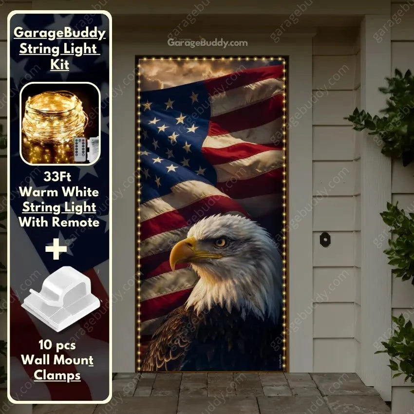 American Bald Eagle & US Flag | Patriotic Front Door Cover - GarageBuddy front door, patriotic