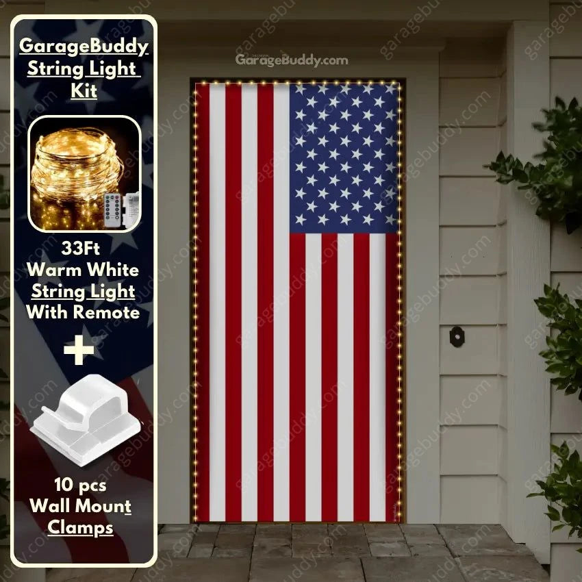 Classic US Flag | Patriotic Front Door Cover - GarageBuddy front door, patriotic