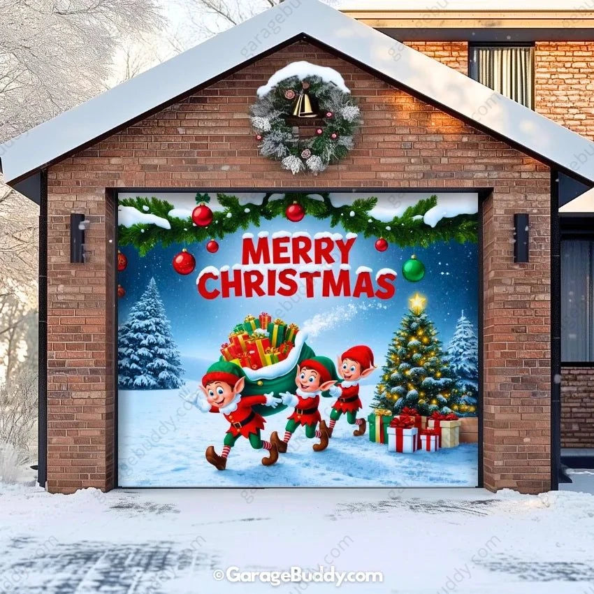 Elf Village | Christmas Garage Door Cover