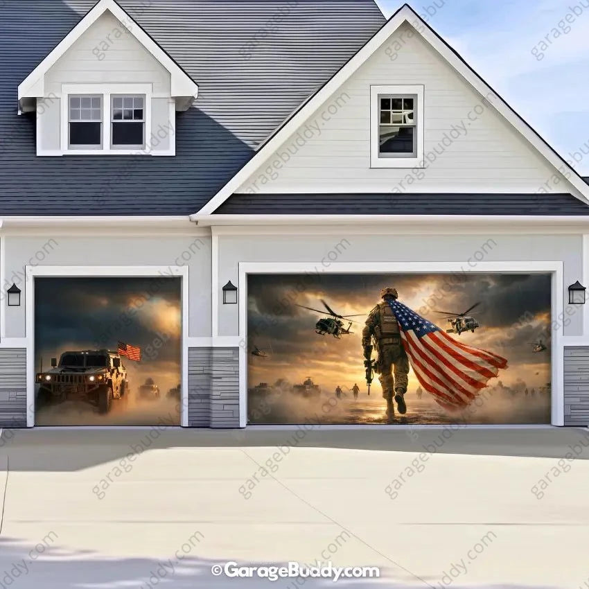 Forged In Freedom | Patriotic Veterans Garage Door Cover - GarageBuddy patriotic