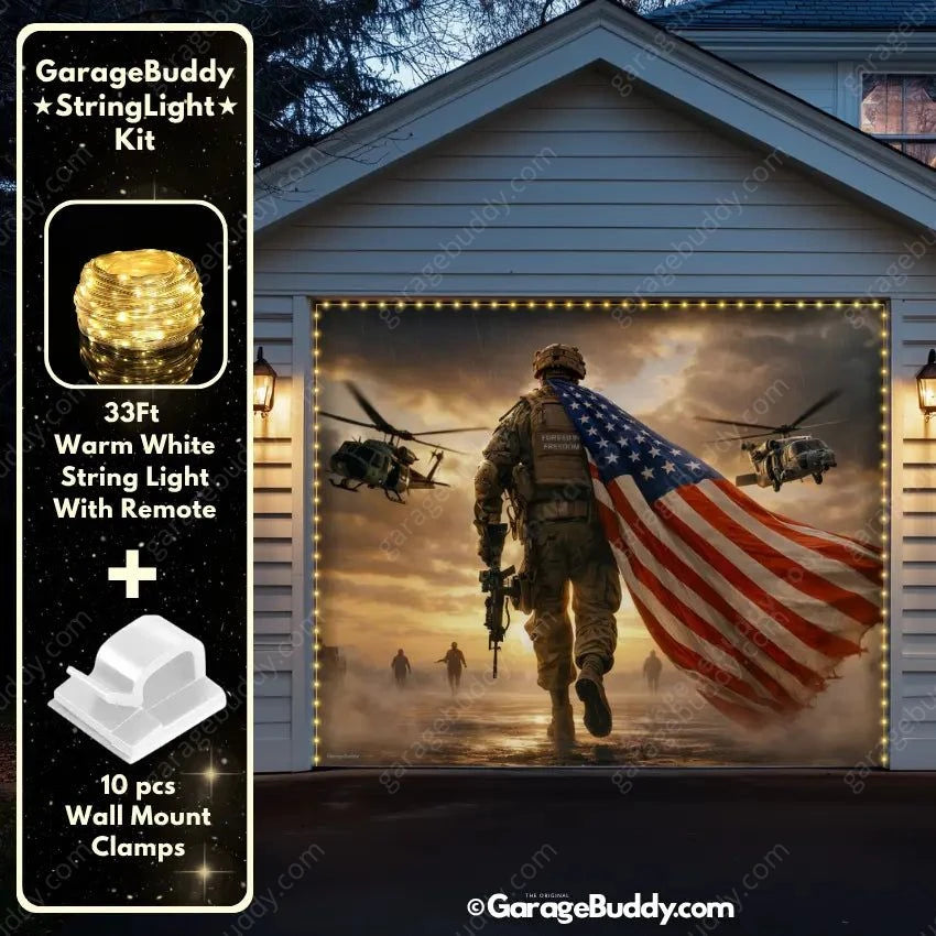 Forged In Freedom | Patriotic Veterans Garage Door Cover - GarageBuddy patriotic