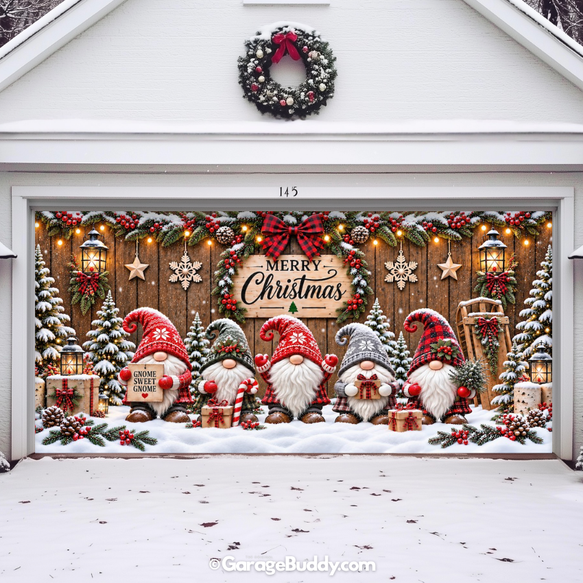 Gnome Sweet Gnome | Christmas Garage Door Cover