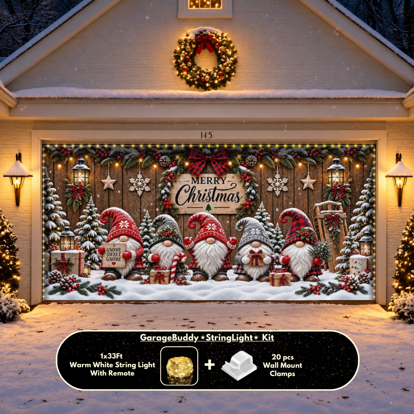 Gnome Sweet Gnome | Christmas Garage Door Cover