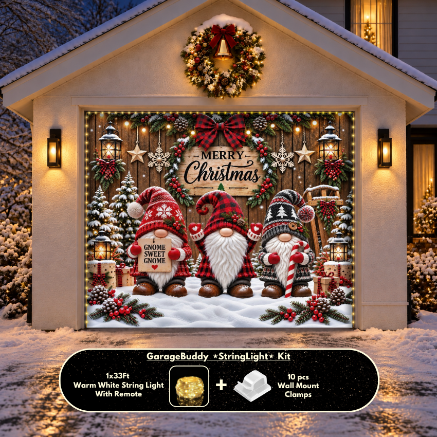 Gnome Sweet Gnome | Christmas Garage Door Cover