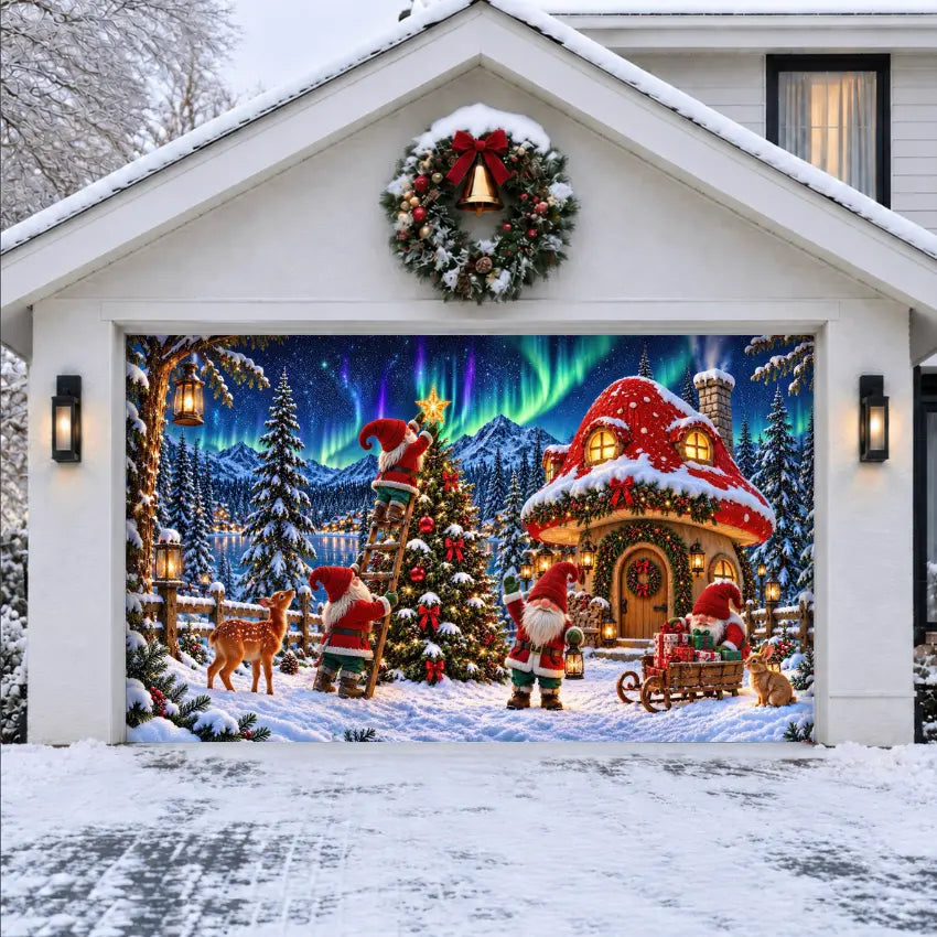 Gnome Wonderland | Christmas Garage Door Cover