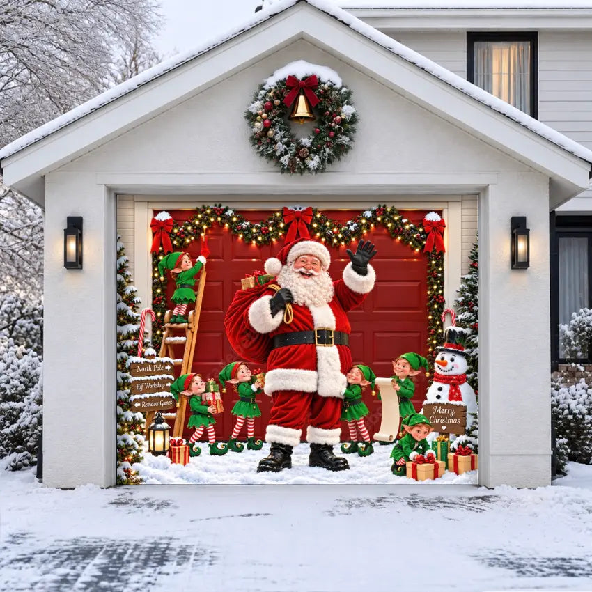 Santa's Crew | Christmas Garage Door Cover