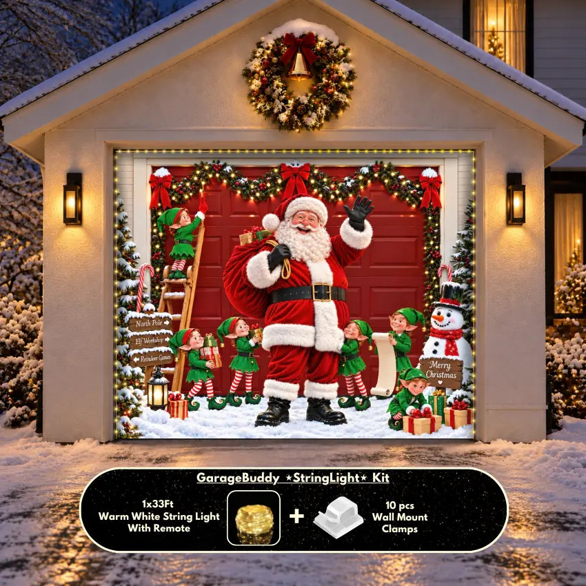 Santa's Crew | Christmas Garage Door Cover