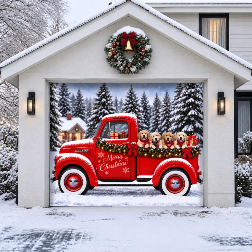 Santa's Retrievers | Christmas Garage Door Cover