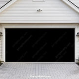 GarageBuddy Classic Black garage door cover for double garage door, elegant and festive outdoor decoration.