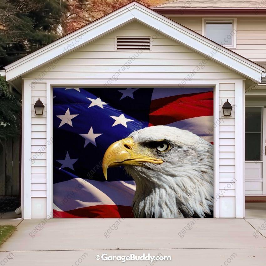 American Bald Eagle & US Flag | Patriotic Garage Door Cover