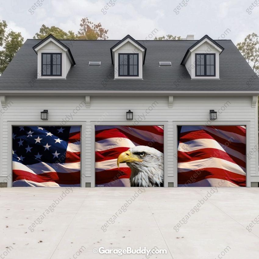 American Bald Eagle & US Flag | Patriotic Garage Door Cover