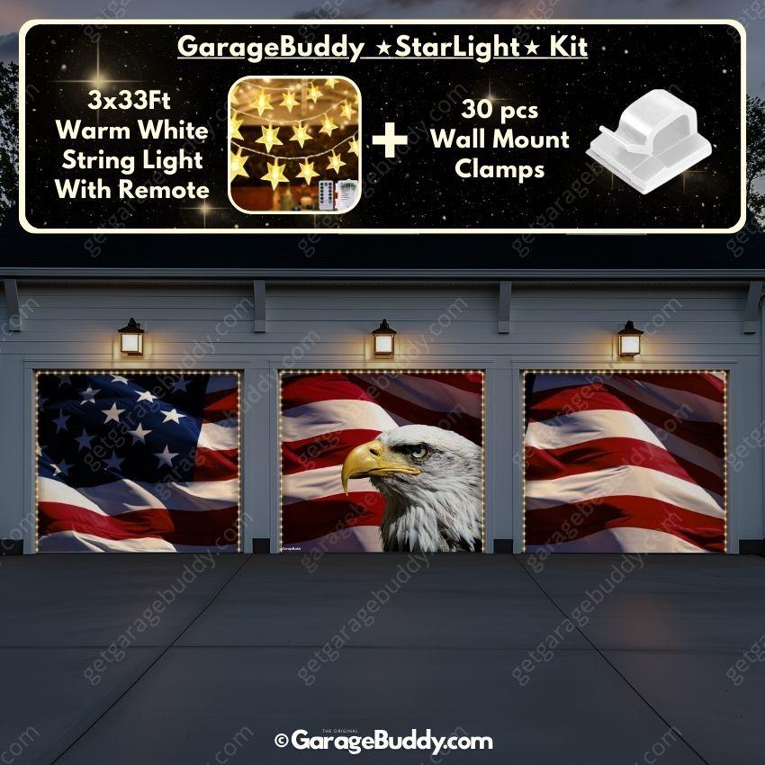American Bald Eagle & US Flag | Patriotic Garage Door Cover