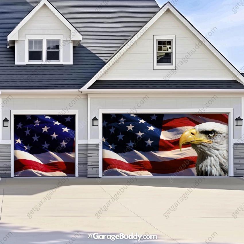 American Bald Eagle & US Flag | Patriotic Garage Door Cover