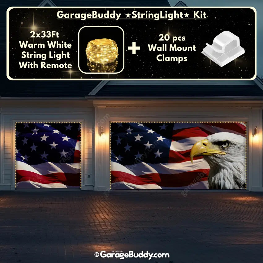 American Bald Eagle & US Flag | Patriotic Garage Door Cover - GarageBuddy patriotic