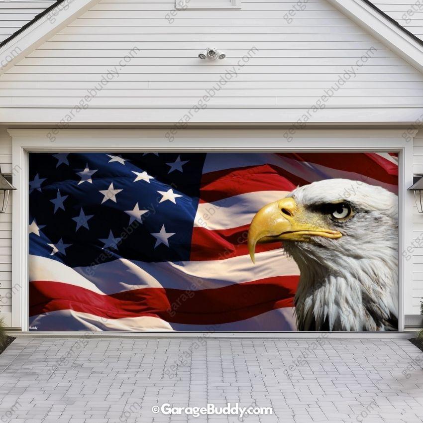American Bald Eagle & US Flag | Patriotic Garage Door Cover